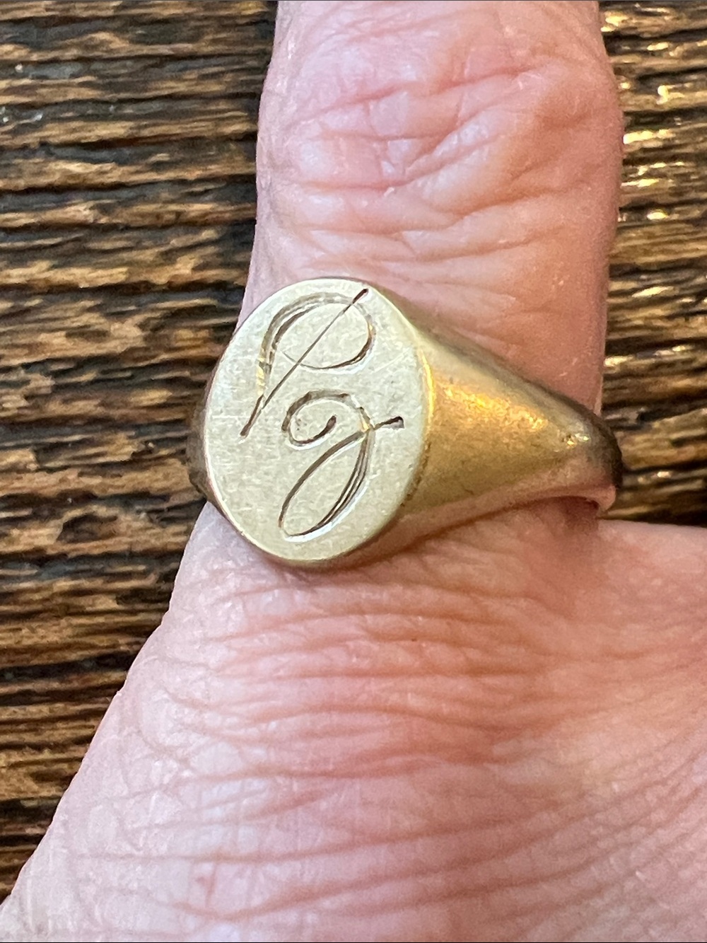 Antique 10k Gold signet initials engraved ring size 6.5